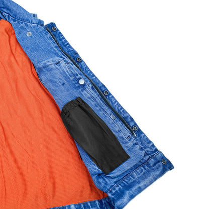 DM979BU Snap/Zipper Front Denim Vest- Blue