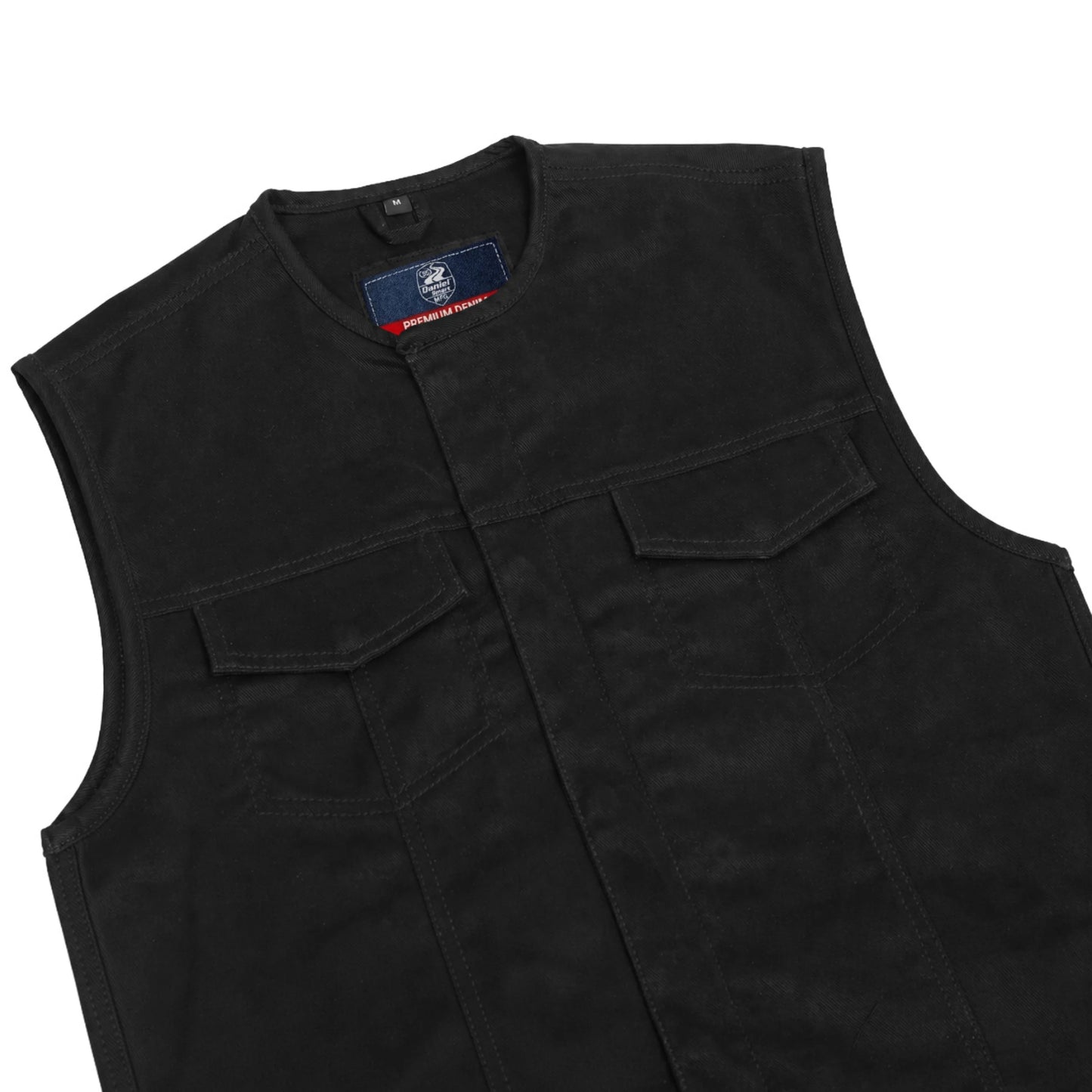 DM981BK Mad Max Men's Denim Motorcycle Vest