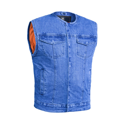DM981BU Mad Max Men's Denim Motorcycle Vest