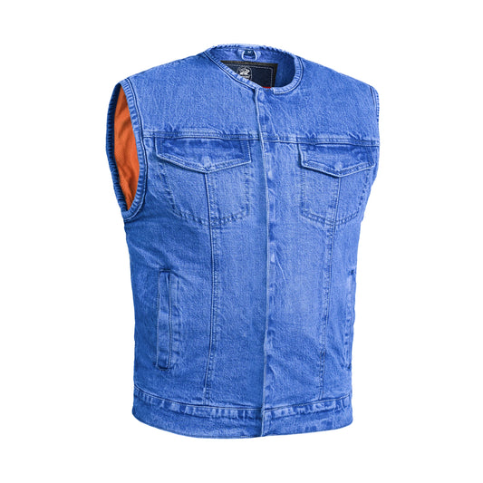 DM981BU Mad Max Men's Denim Motorcycle Vest