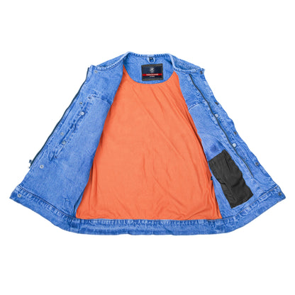 DM981BU Mad Max Men's Denim Motorcycle Vest