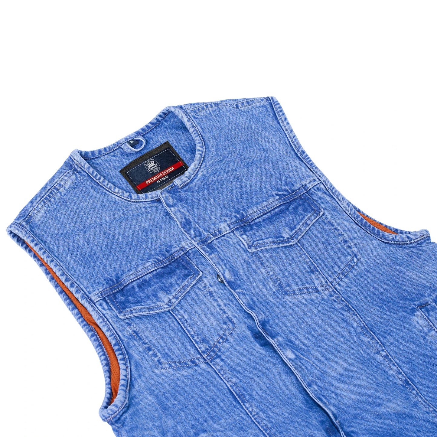 DM981BU Mad Max Men's Denim Motorcycle Vest