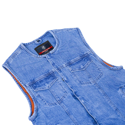DM981BU Mad Max Men's Denim Motorcycle Vest