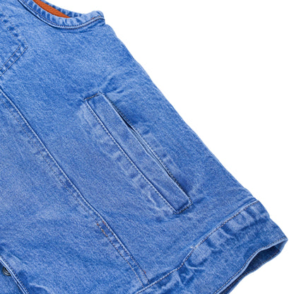 DM981BU Mad Max Men's Denim Motorcycle Vest