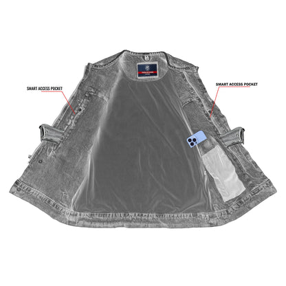 DM981BU Mad Max Men's Denim Motorcycle Vest