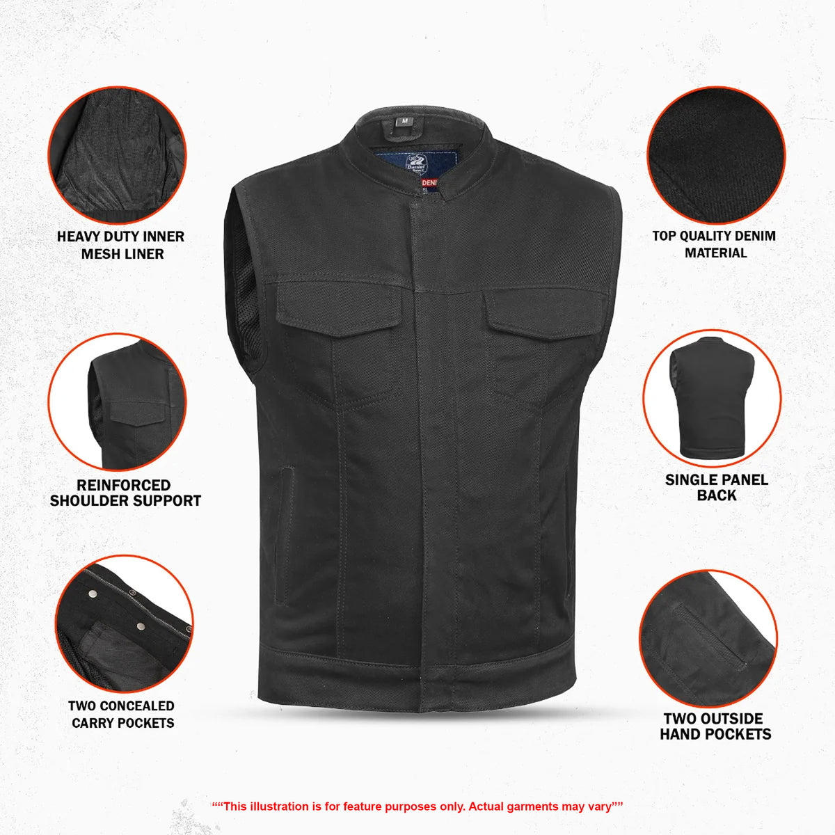 Axel Men's Denim Motorcycle Vest
