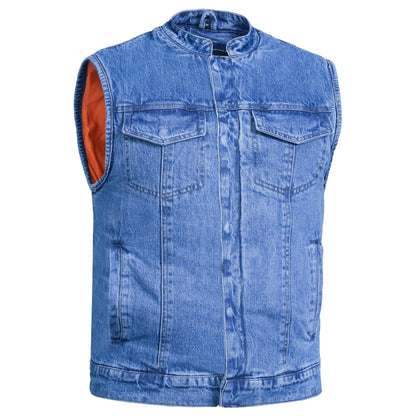 DM989BU Axel Men's Denim Motorcycle Vest