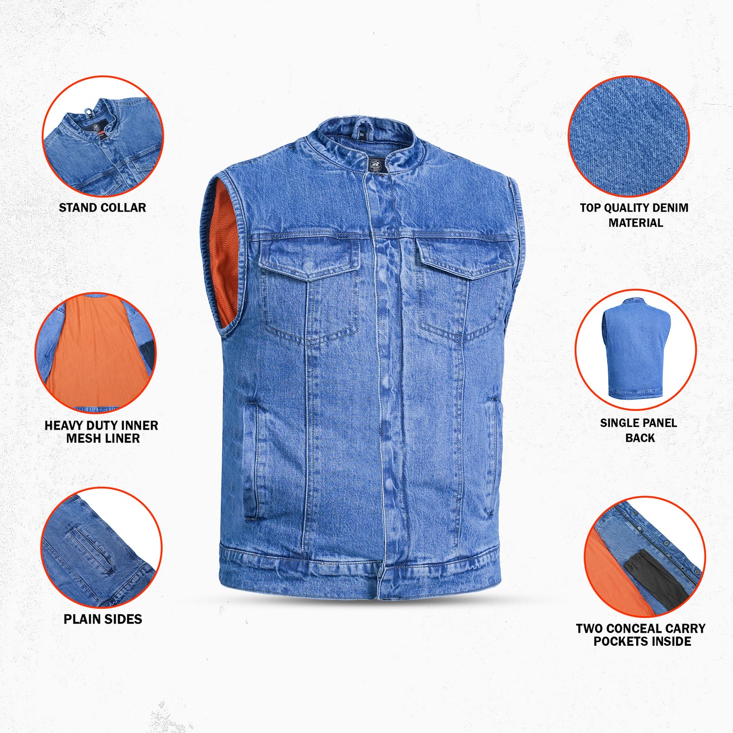 DM989BU Axel Men's Denim Motorcycle Vest