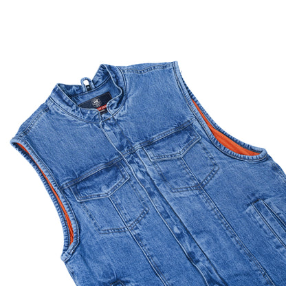 DM989BU Axel Men's Denim Motorcycle Vest