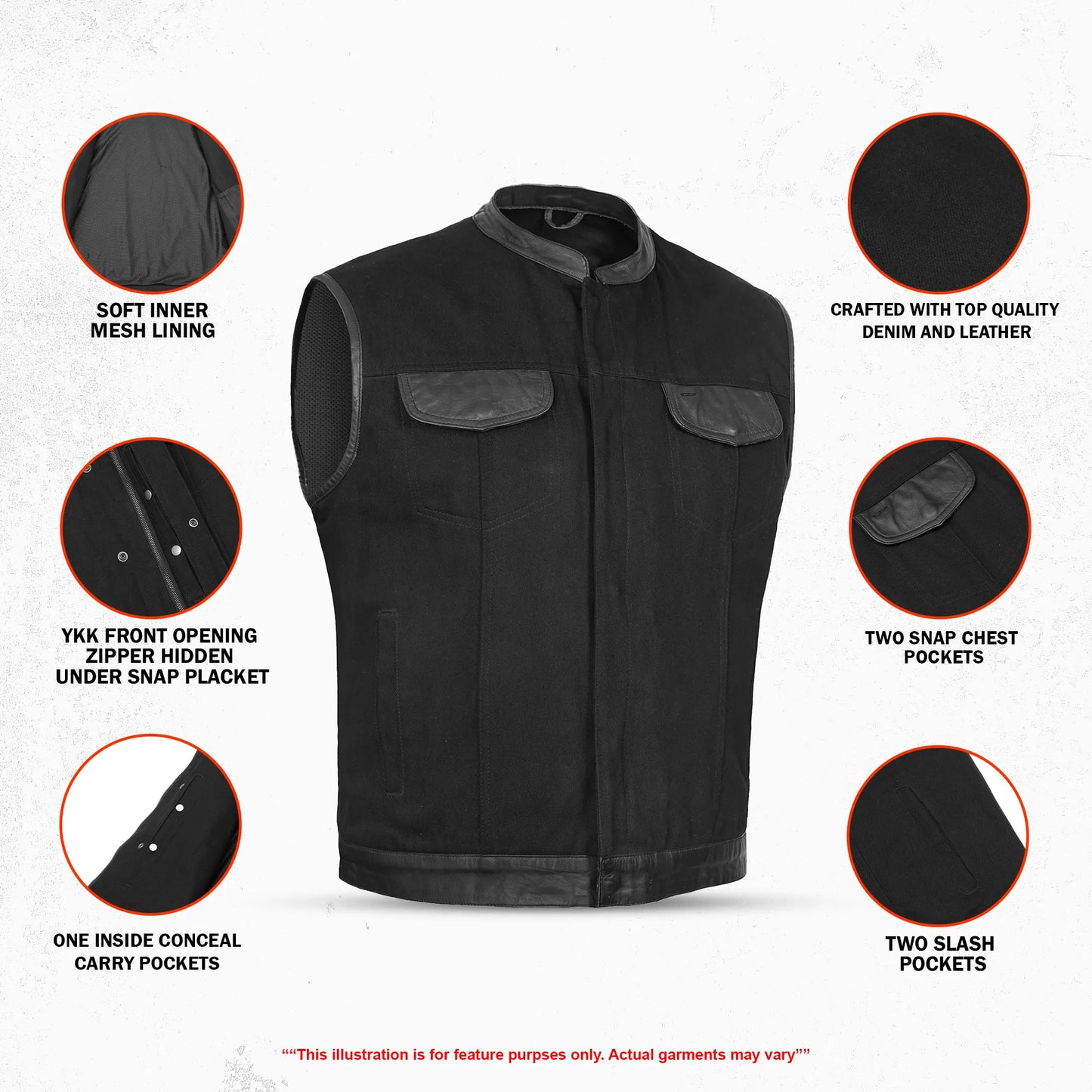 Havoc Men's Denim Motorcycle Vest