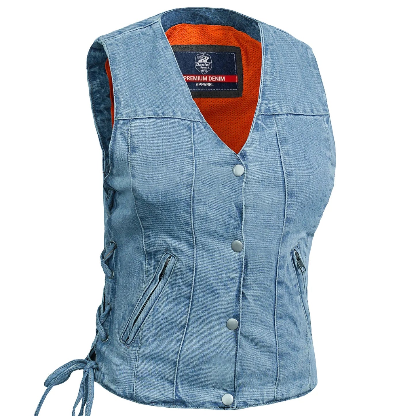 DM997 Women's Single Back Panel Concealed Carry Denim Vest - Blue