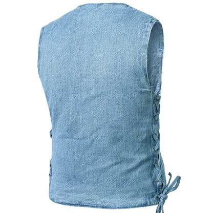 DM997 Women's Single Back Panel Concealed Carry Denim Vest - Blue