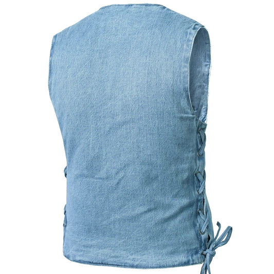 DM997 Women's Single Back Panel Concealed Carry Denim Vest - Blue