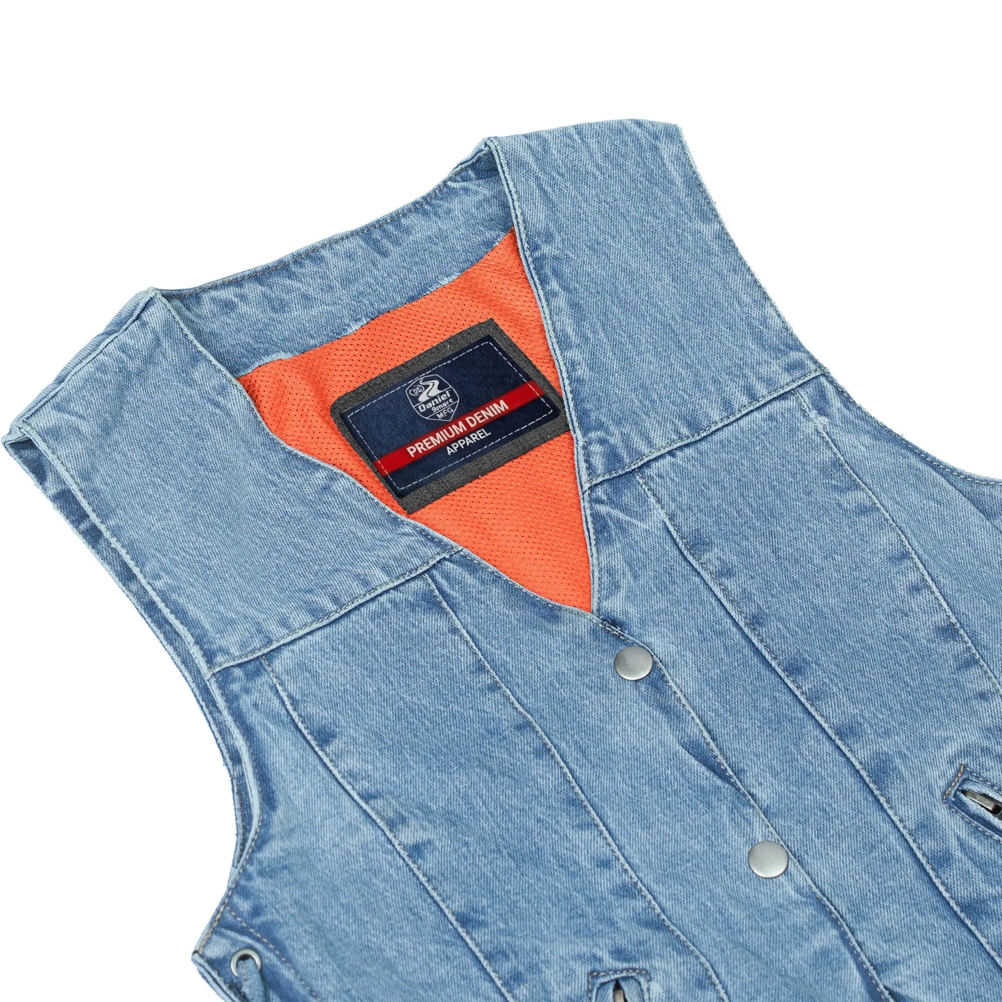 DM997 Women's Single Back Panel Concealed Carry Denim Vest - Blue