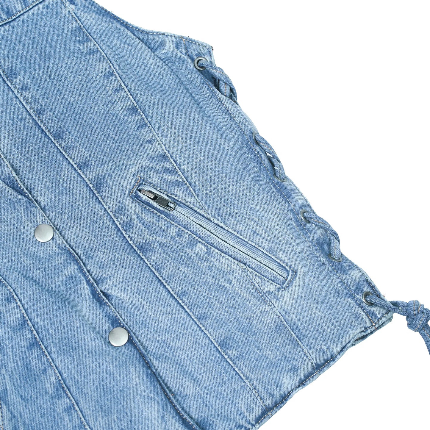DM997 Women's Single Back Panel Concealed Carry Denim Vest - Blue