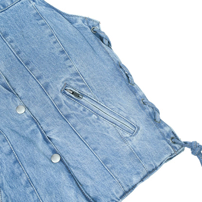 DM997 Women's Single Back Panel Concealed Carry Denim Vest - Blue