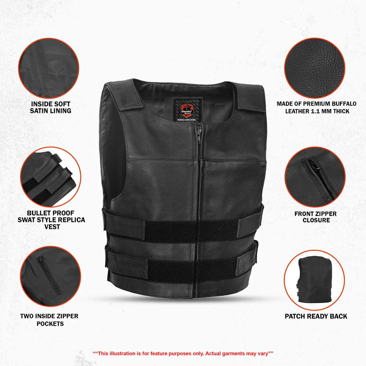 DS008 Axion - Men’s Leather Motorcycle Vest