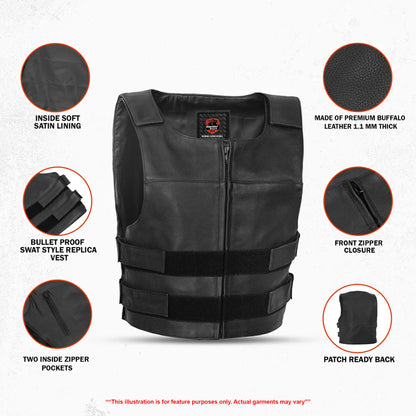 DS008 Axion - Men’s Leather Motorcycle Vest