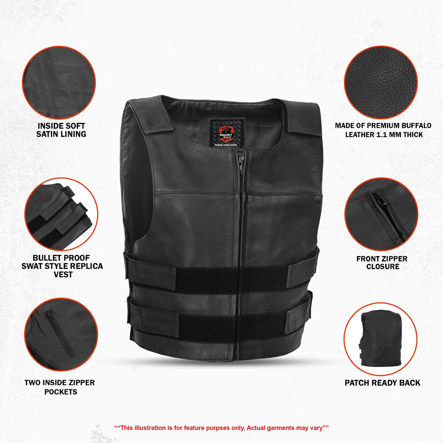 DS008 Axion - Men’s Leather Motorcycle Vest