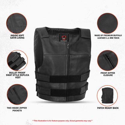 DS008 Axion - Men’s Leather Motorcycle Vest