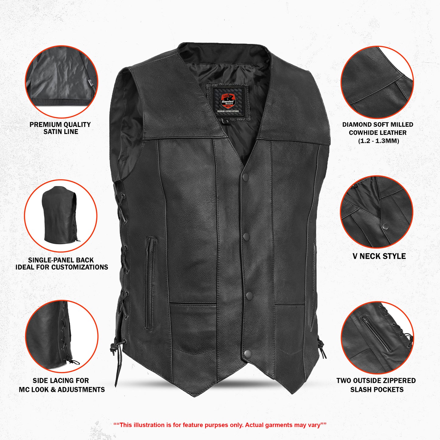 Stashon Men's Motorcycle Leather Vest