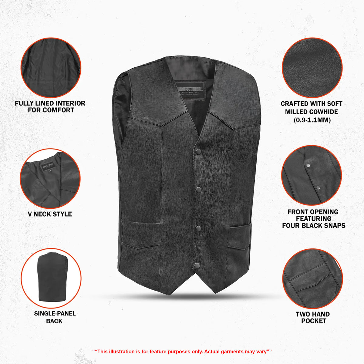 Billie - Men's Leather Motorcycle Vest
