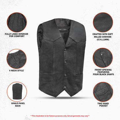 Billie - Men's Leather Motorcycle Vest