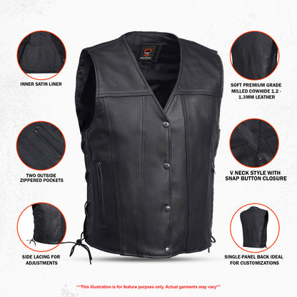 Trailox Men's Motorcycle Leather Vest