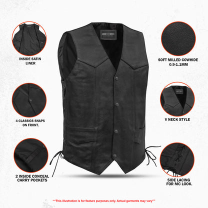 Ryder Men's Leather Motorcycle Vest