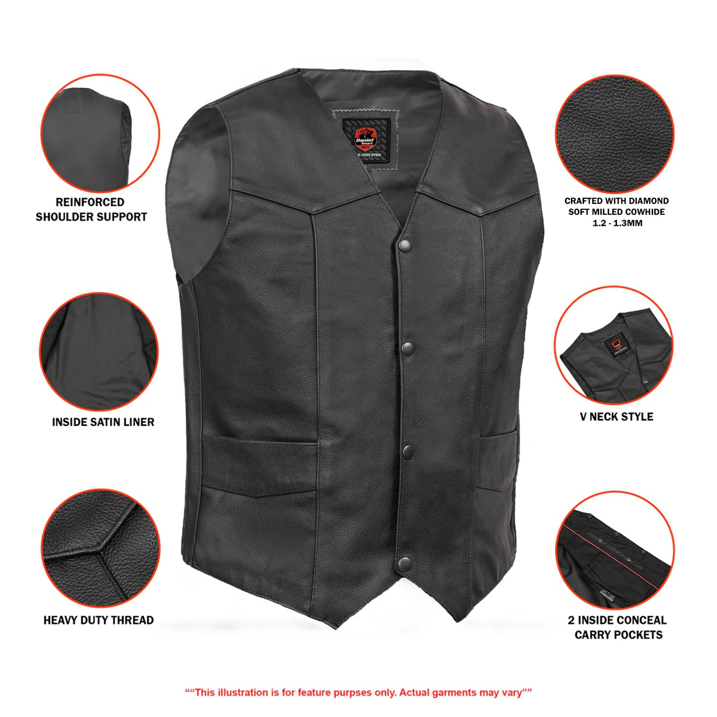 Strider Men's Motorcycle Leather Vest