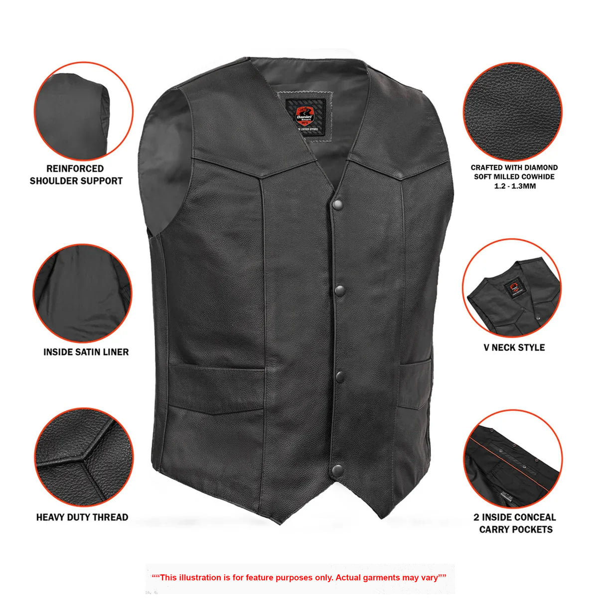 Strider Men's Motorcycle Leather Vest