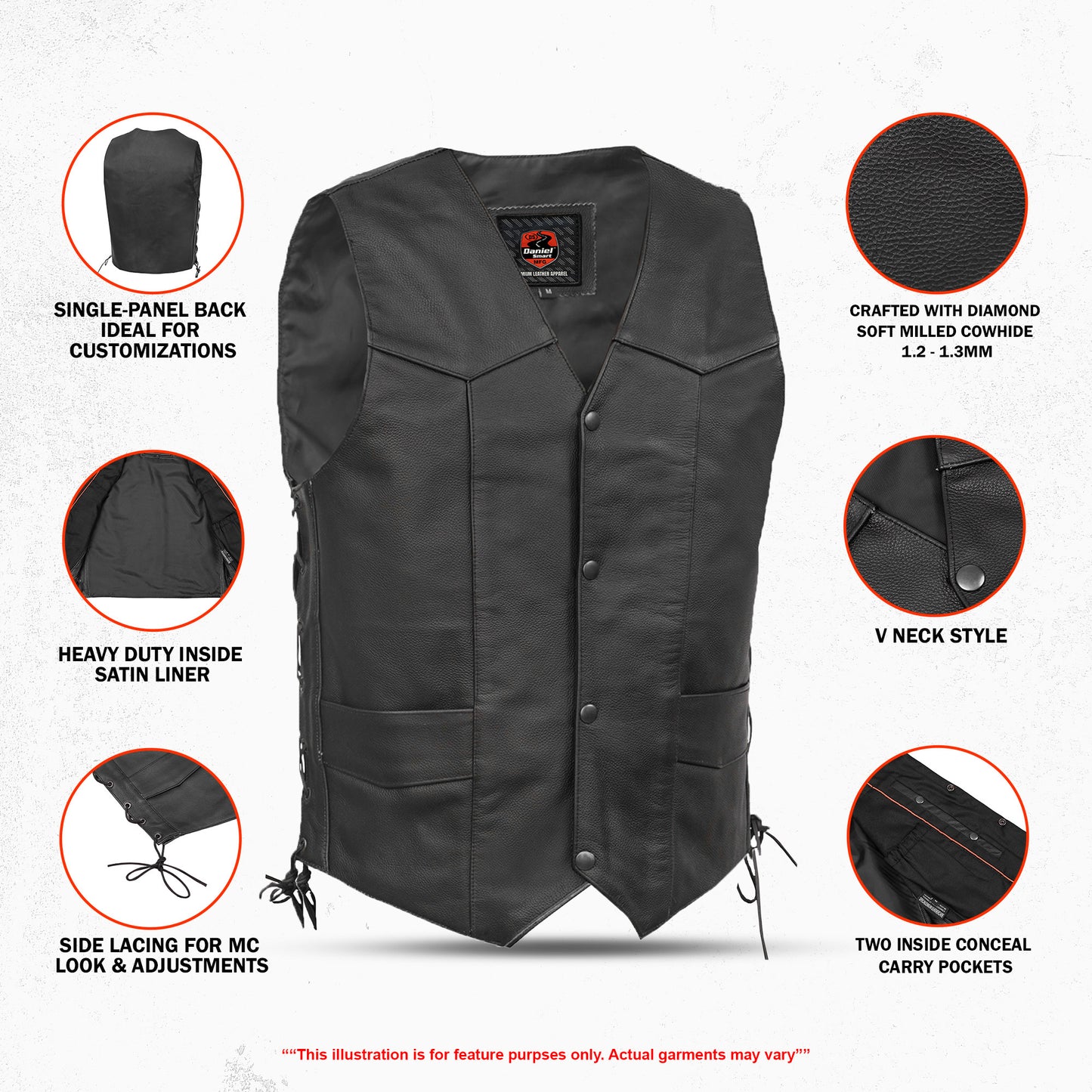 Jax - Men's Motorcycle Leather Vest