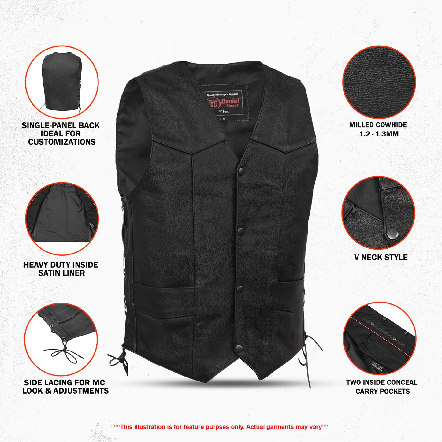 DS111 Traditional Single Back Panel Concealed Carry Vest