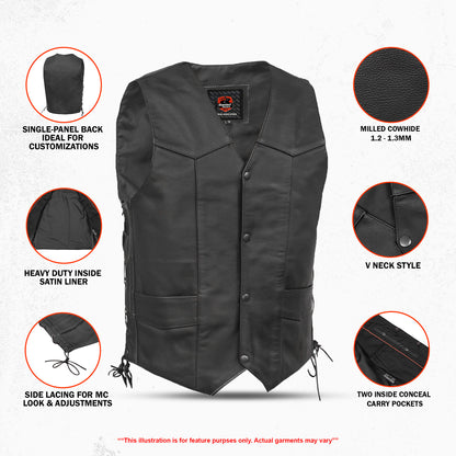 DS111 Jax Men's Motorcycle Leather Vest