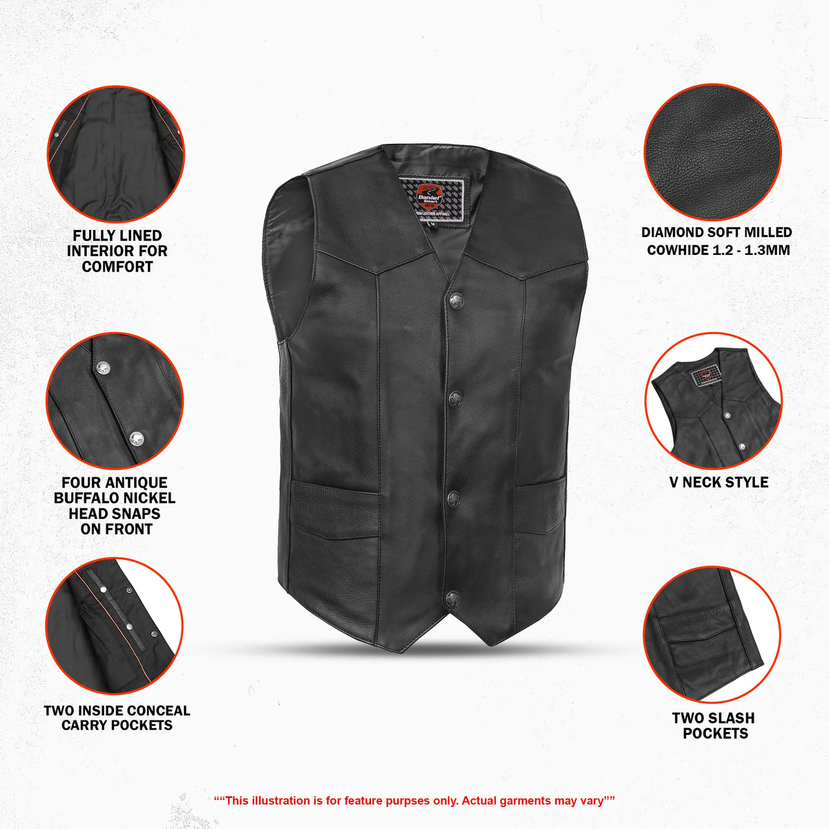 Singra Men's Motorcycle Leather Vest