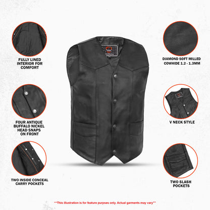 Singra Men's Motorcycle Leather Vest