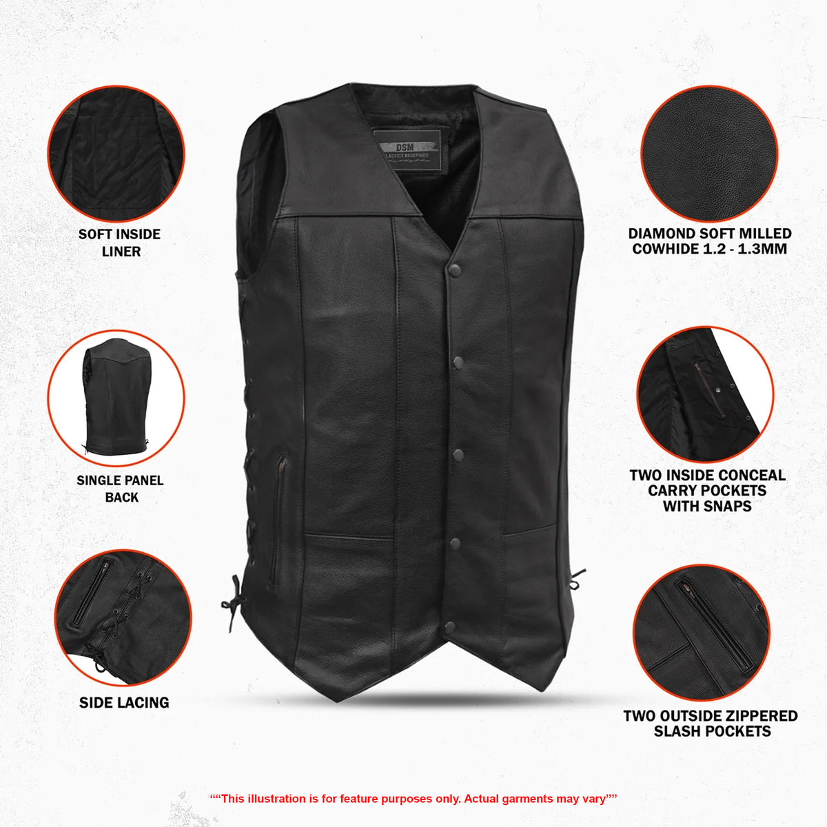 Shadow Men's Motorcycle Leather Vest