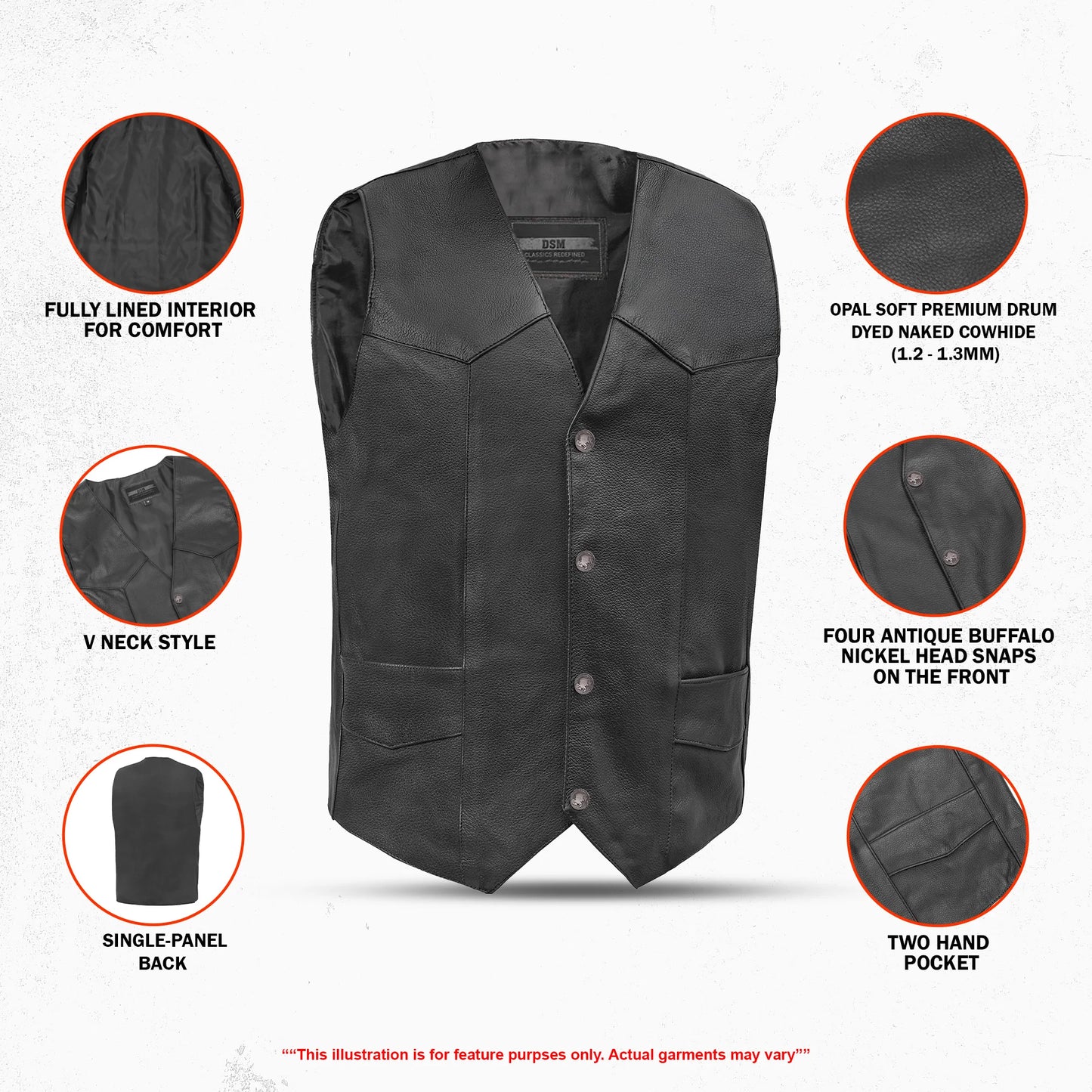 DS116 Advance Men's Buffalo Nickel Head Snap Vest