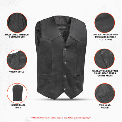 DS116 Advance Men's Buffalo Nickel Head Snap Vest