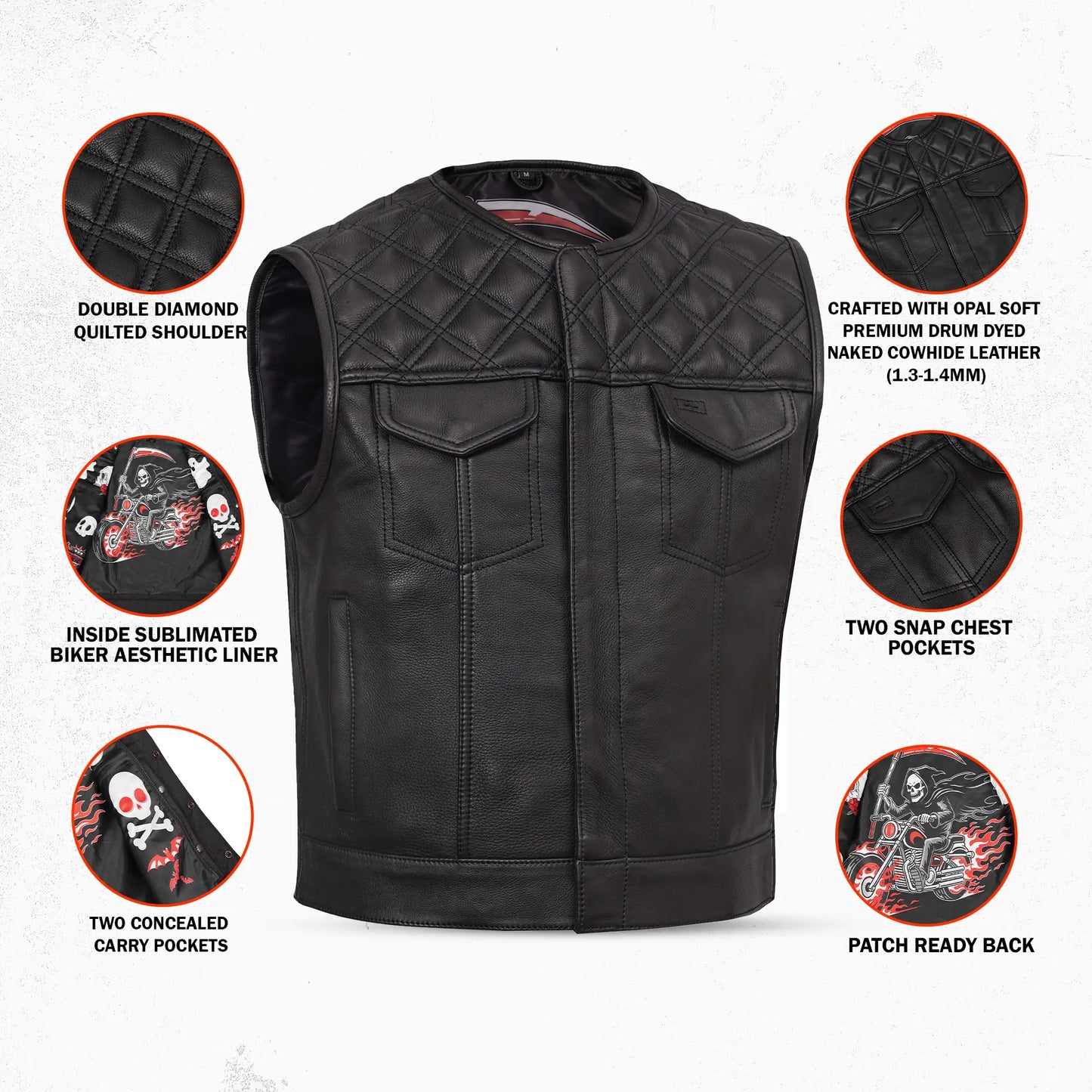 Emberline Drifter - Men’s Leather Motorcycle Vest