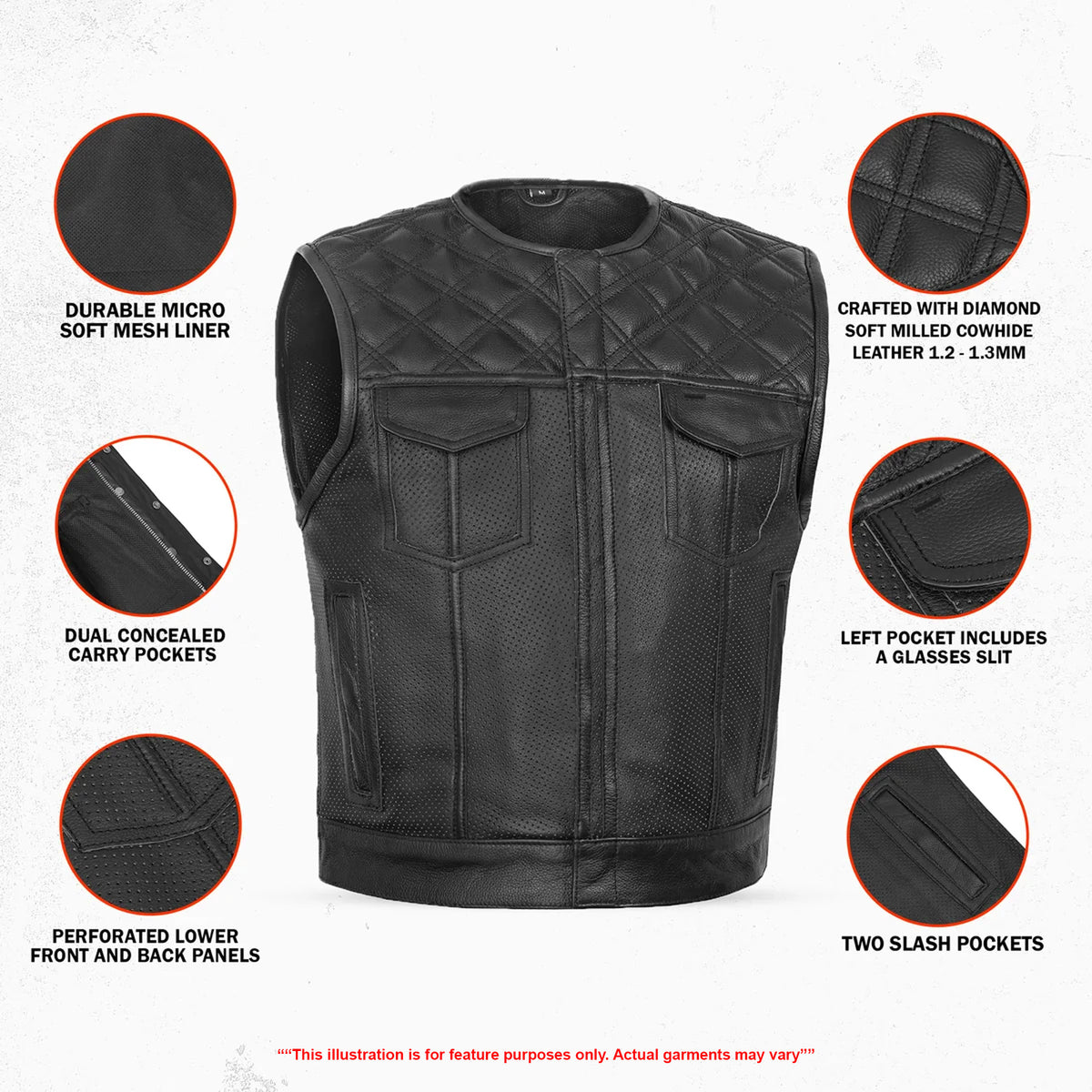 Black Ridge - Men’s Leather Motorcycle Vest