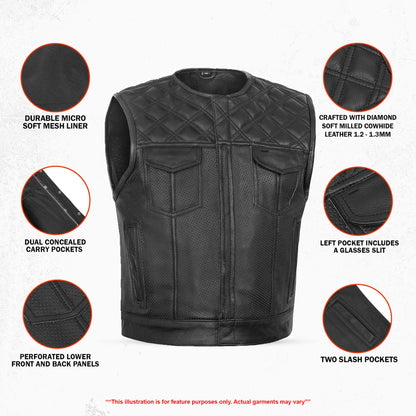 Black Ridge - Men’s Leather Motorcycle Vest