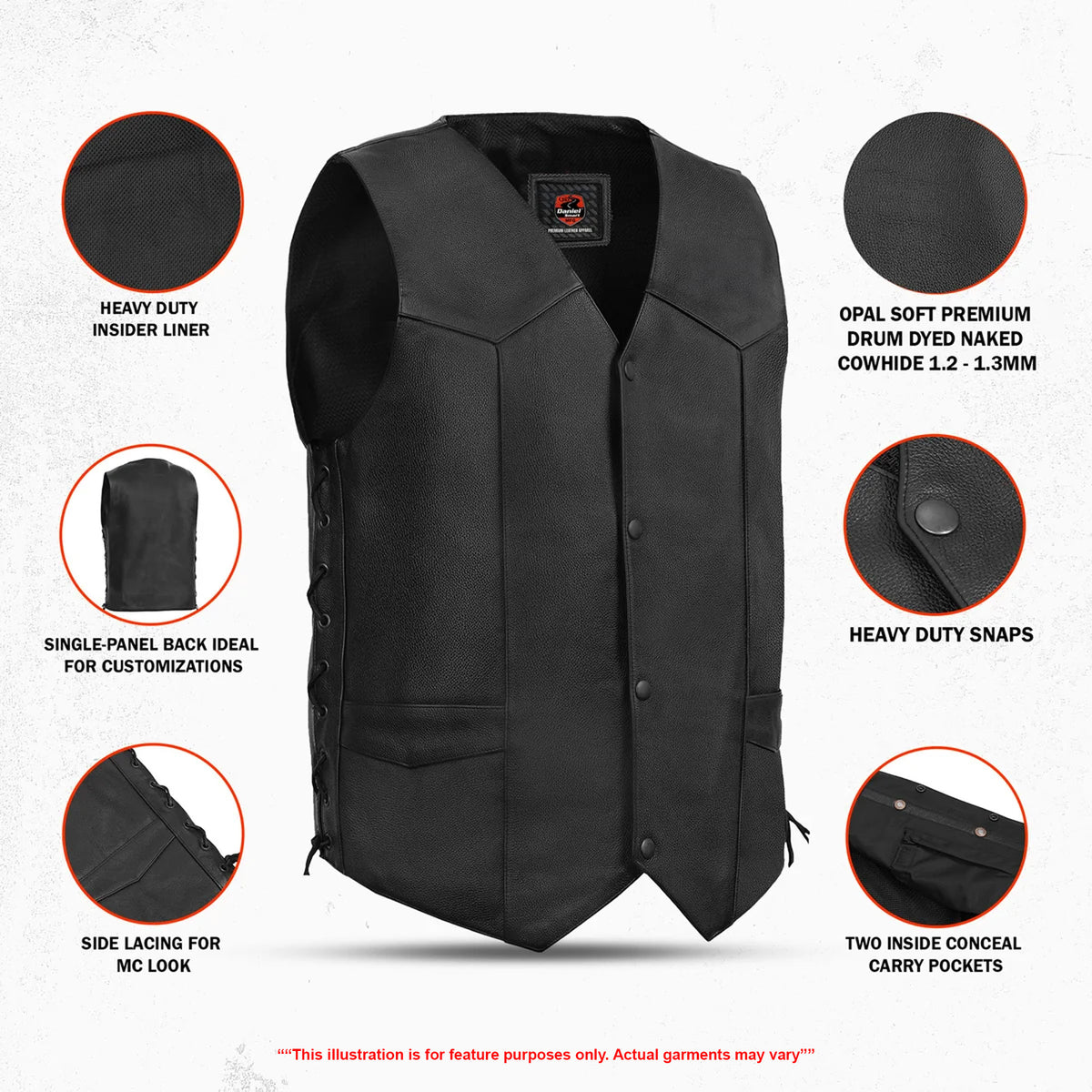 Interceptor Men's Motorcycle Leather Vest