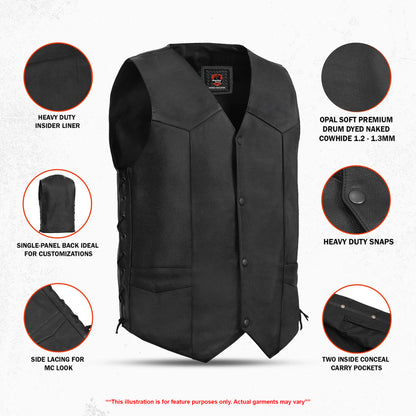 Interceptor Men's Motorcycle Leather Vest