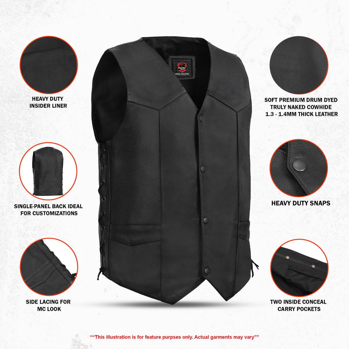 Interceptor Men's Motorcycle Leather Vest
