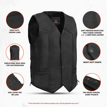 Interceptor Men's Motorcycle Leather Vest
