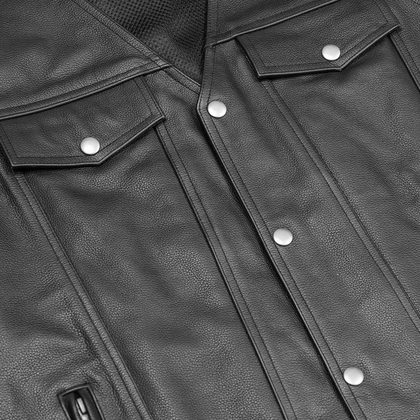 DS124 Men's Black Leather Vest with Side Laces and Gun Pockets