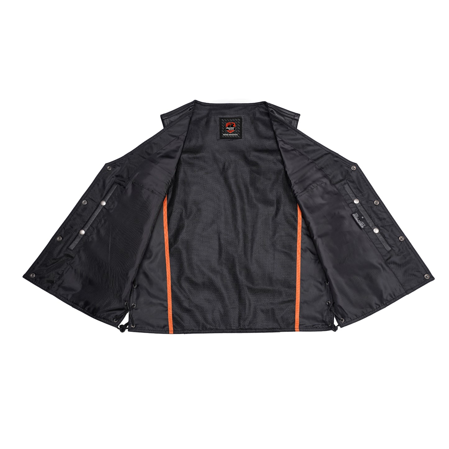DS124 Men's Black Leather Vest with Side Laces and Gun Pockets