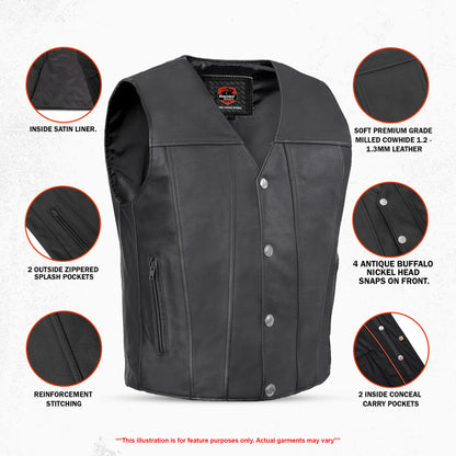 Wyatt Men's Motorcycle Leather Vest