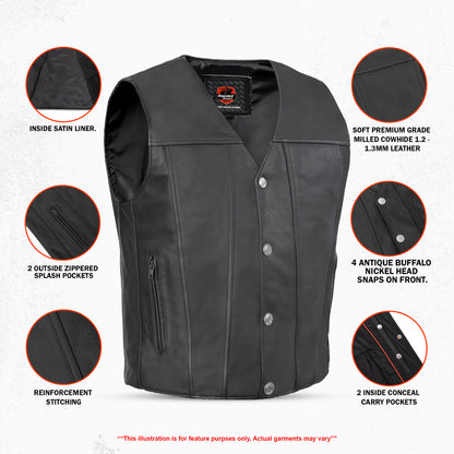 DS125 Men's Single Back Panel Concealed Carry Vest (Buffalo Nickel He